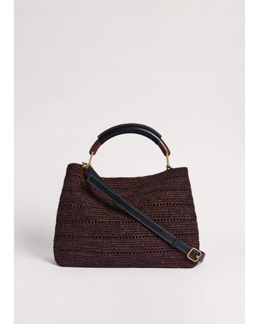 ME+EM Brown Raffia Medium Constructed Day Bag