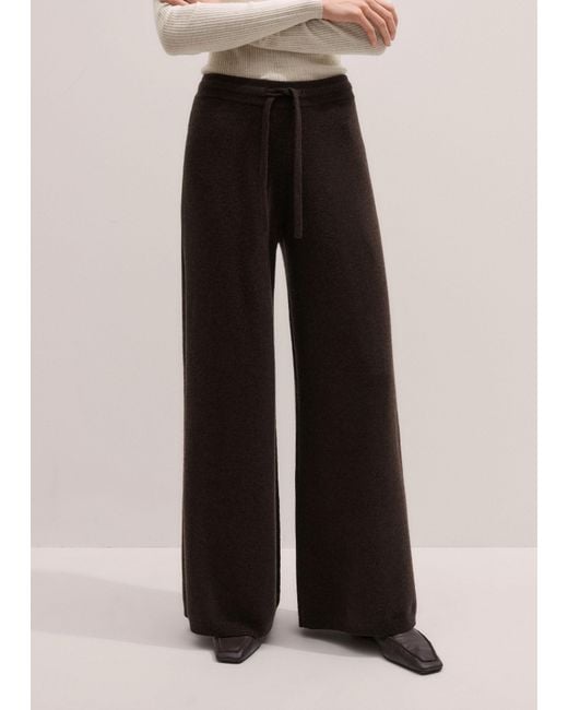 ME+EM Multicolor Cashmere Wide Leg Knit Trousers Warm Chocolate Melange