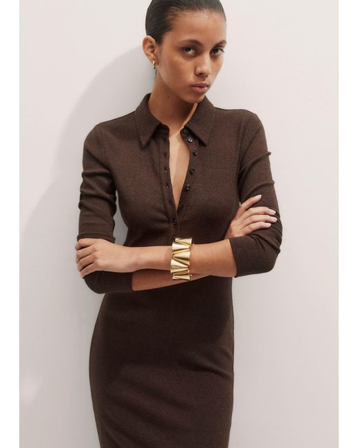 ME+EM Natural Ultimate Rib Shirt Midi Dress Chocolate Mélange