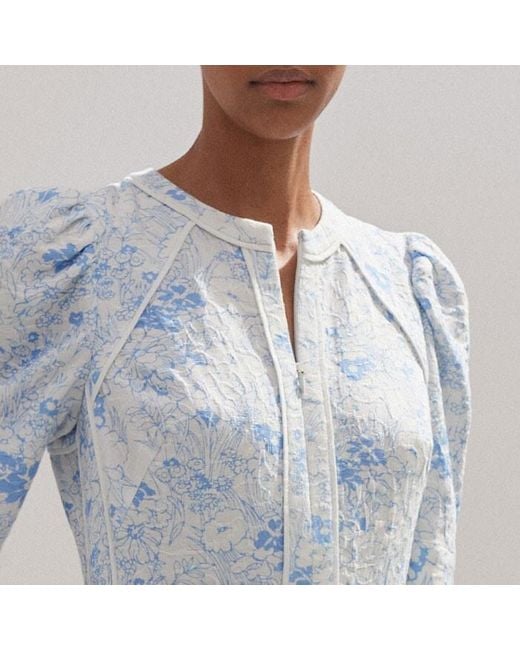 ME+EM White Cotton Jacquard Gardenia Print Maxi Dress
