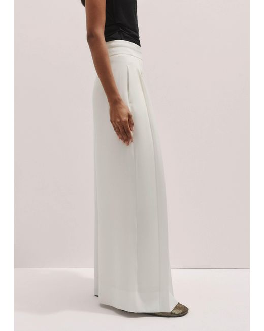 ME+EM White Satin Back Crepe Wide Leg Trouser