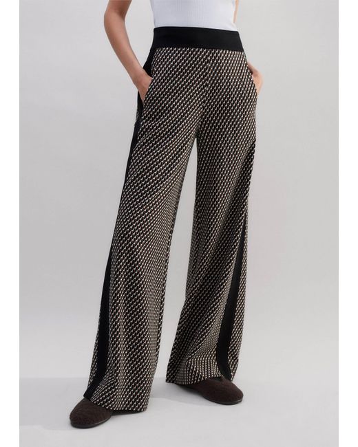 ME+EM Black Travel Tailoring Geo Jacquard Wide-Leg Pant