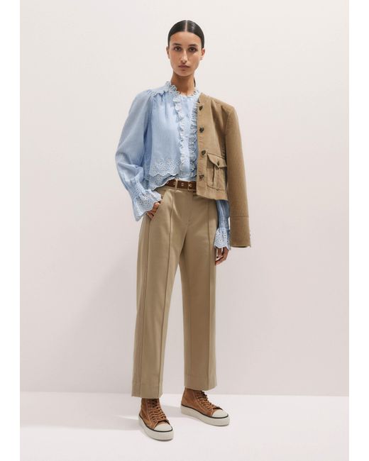 ME+EM Natural Side Stripe Slim Crop Pant