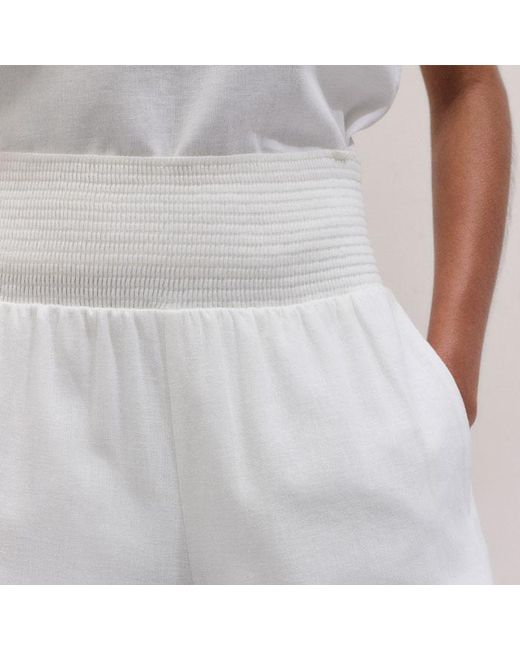 ME+EM Multicolor Crease-Less Linen Shirred Waist Culotte