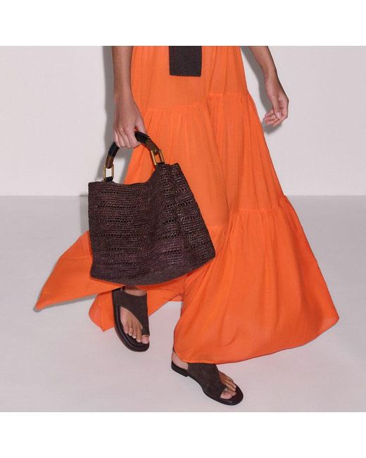 ME+EM Orange Cotton Voile Tiered Maxi Dress