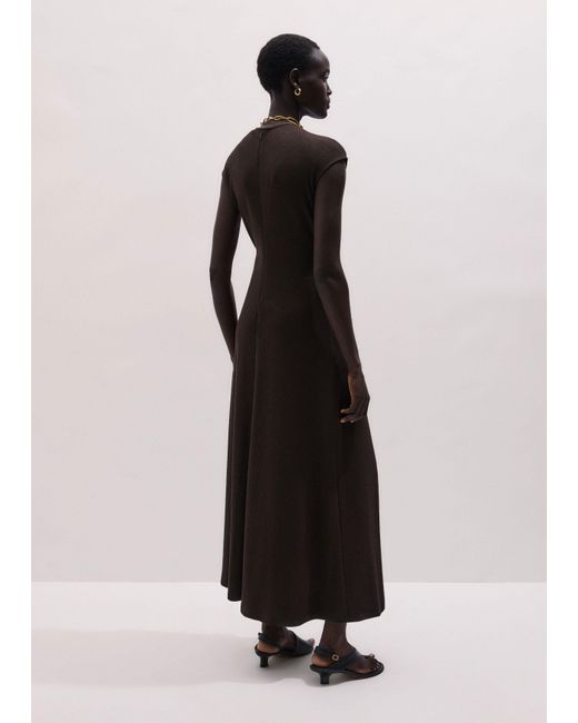 ME+EM Black Draped Waist Fit And Flare Maxi Dress
