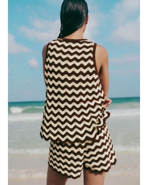 ME+EM Black Stripe Scallop Knit Swing Top