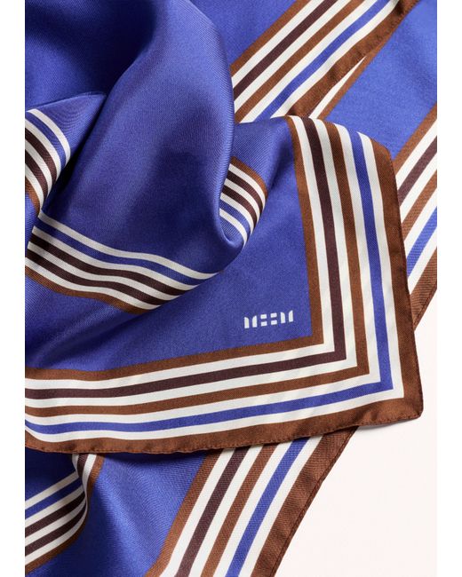ME+EM Blue Multi Border Scarf