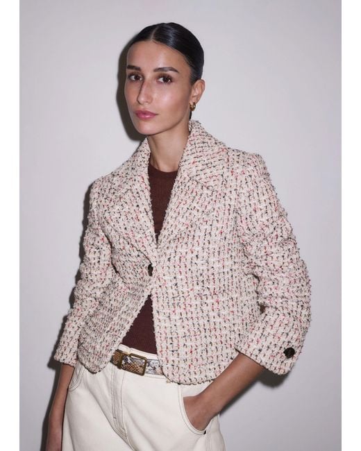 ME+EM Multicolor British Tweed Cropped Jacket