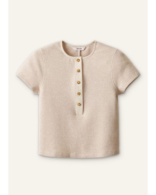 ME+EM Natural Button Down Waffle Baby Tee