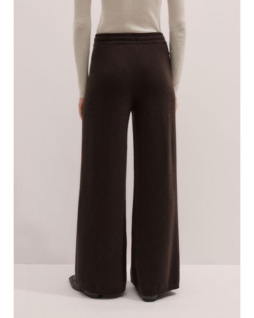 ME+EM Multicolor Cashmere Wide Leg Knit Trousers Warm Chocolate Melange