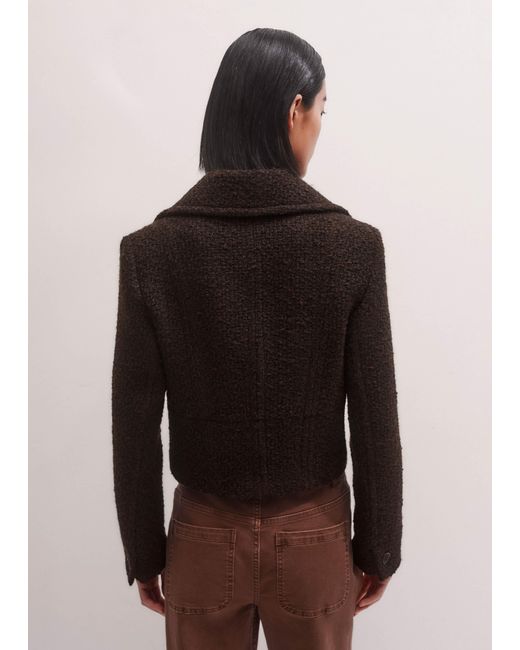 ME+EM Brown Tweed Soft Shoulder Crop Jacket