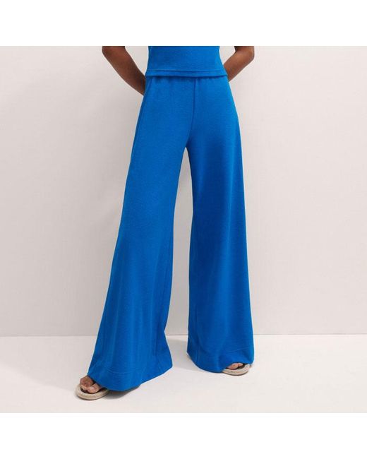 ME+EM Blue Towelling Halterneck Crop Top