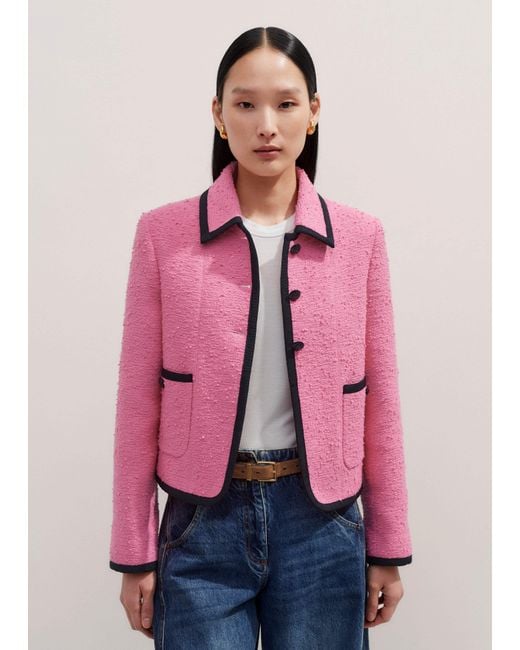 ME+EM Pink Contrast Bound Crop Jacket