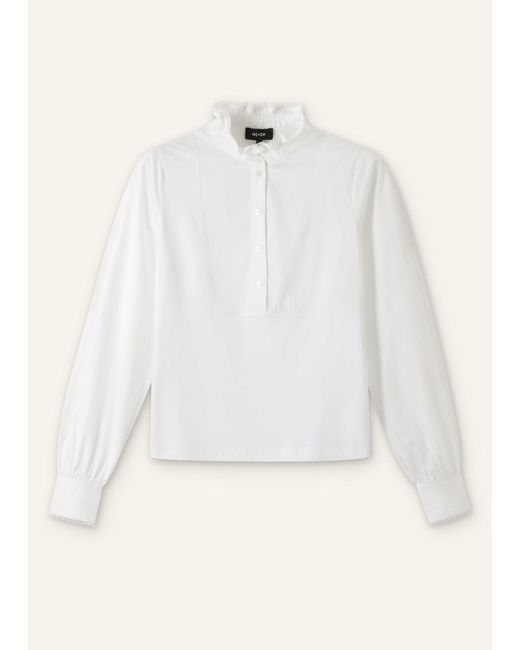 ME+EM Gray Frill Neck Layering Blouse
