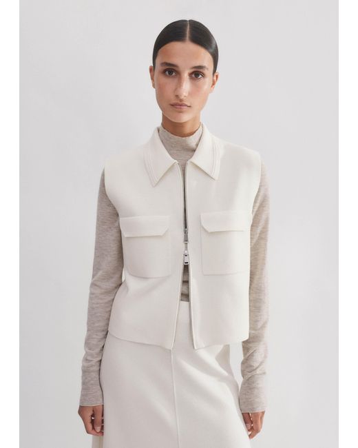 ME+EM Natural Milano Knit Two-Way Zip Layering Sweater Vest
