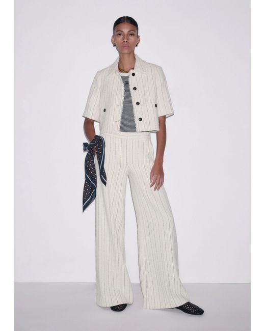 ME+EM Natural Textured Stripe Cropped Jacket