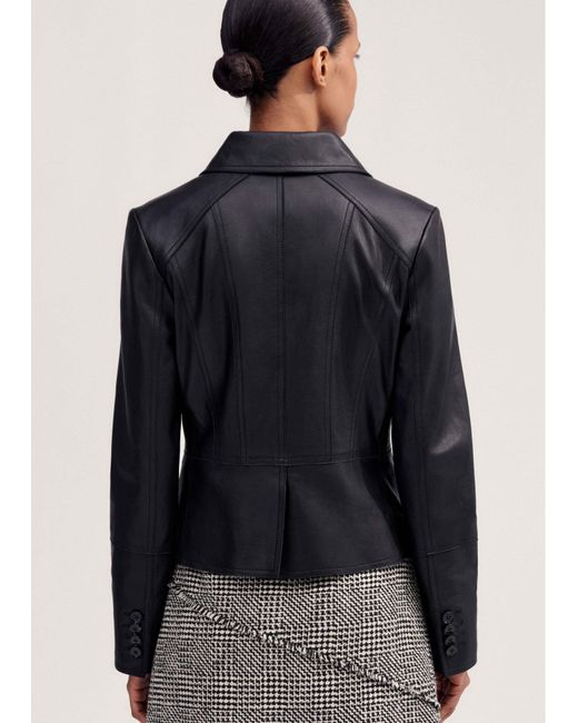 ME+EM Black Washed Leather Fitted Utility Jacket