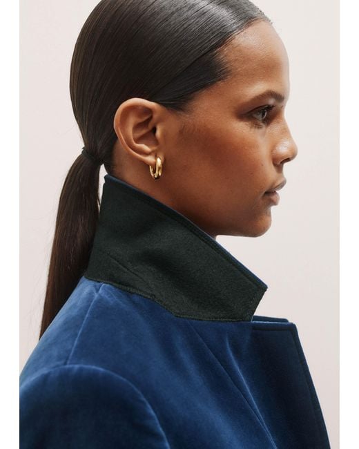 ME+EM Blue Velvet Sharp Shoulder Jacket