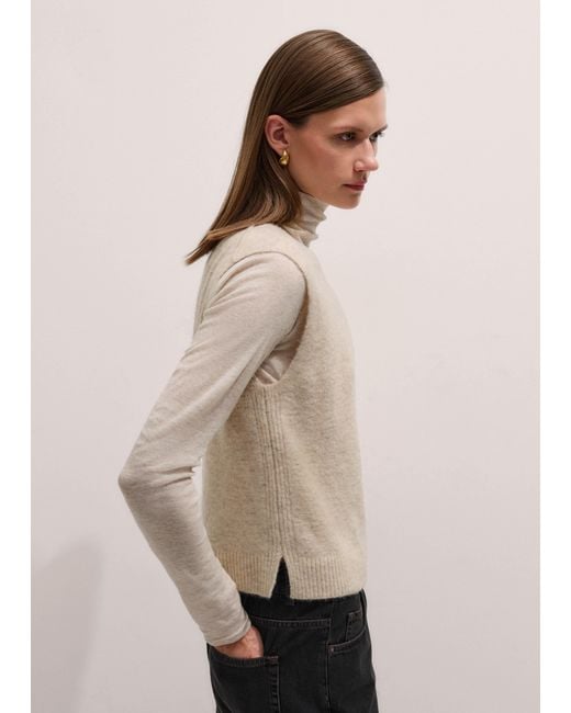 ME+EM Natural Crew Neck Straight Knit Vest Oatmeal Mélange