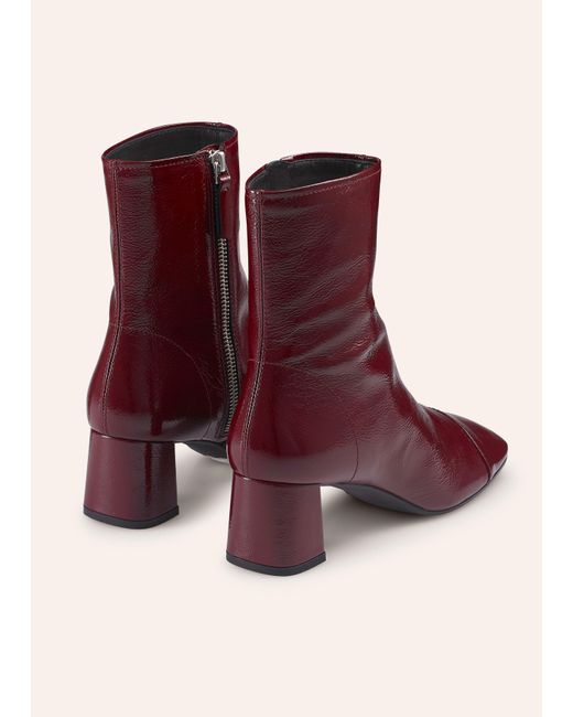 ME+EM Red Crinkle Patent Leather Ankle Boot