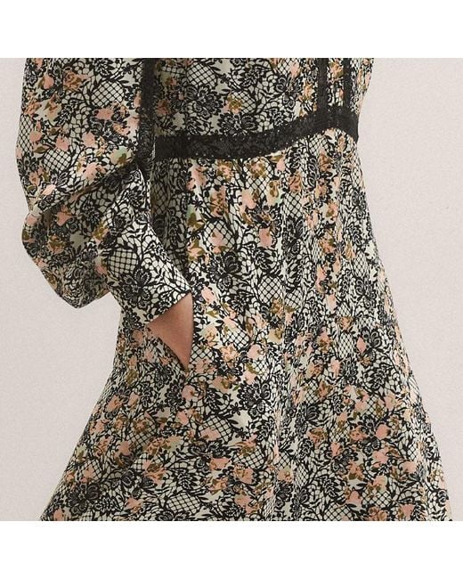 ME+EM Natural Silk Lace Detail Maxi Shirt Dress
