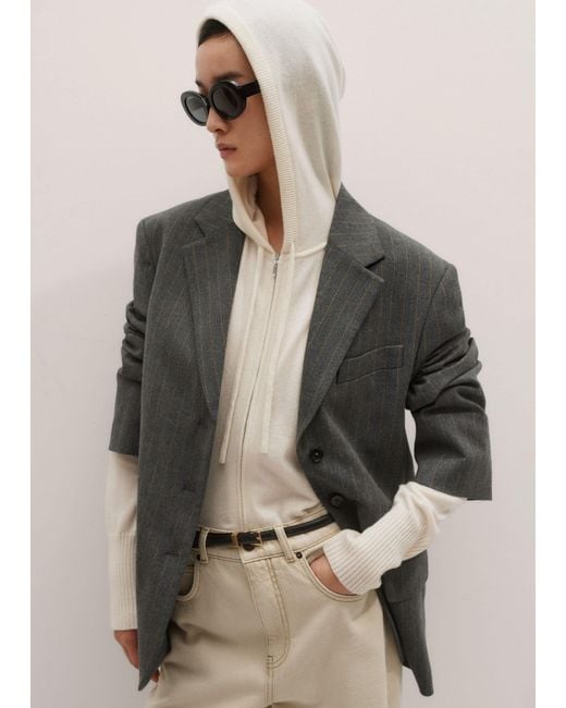 ME+EM Natural Cashmere Relaxed Fit Box Zip Hoody