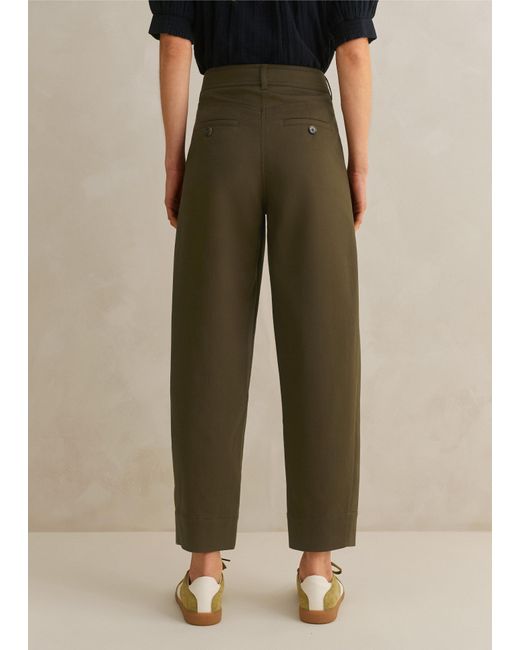 ME+EM Natural Cotton-blend Tapered Pleat Trouser