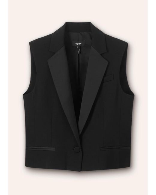 ME+EM Black Sleeveless Tux Jacket