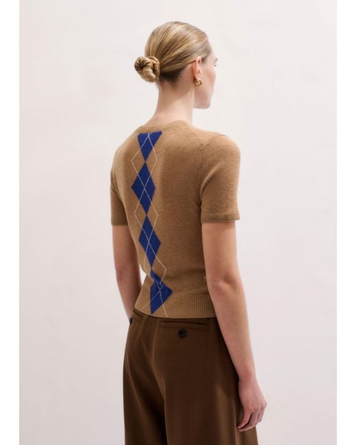 ME+EM Blue Fine Argyle Slim Tee