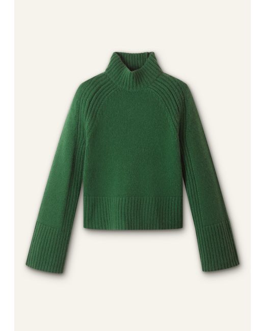 ME+EM Green Cashmere High Neck Statement Jumper