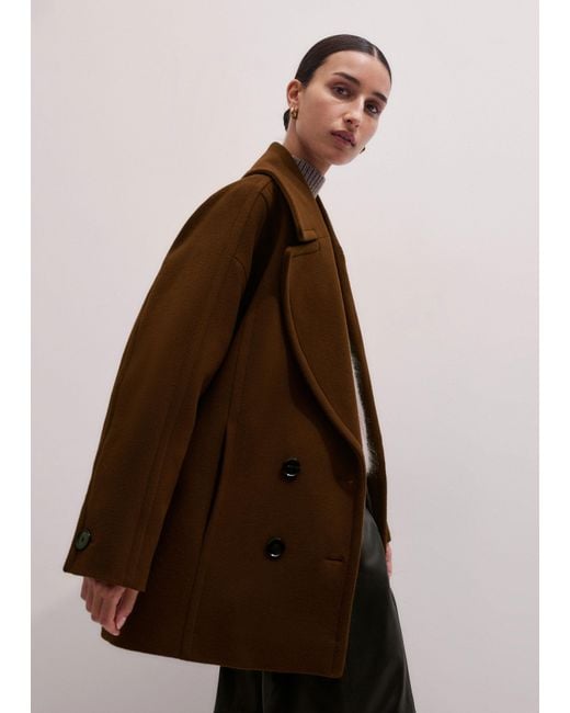 ME+EM Brown Soft Shoulder Military Coat