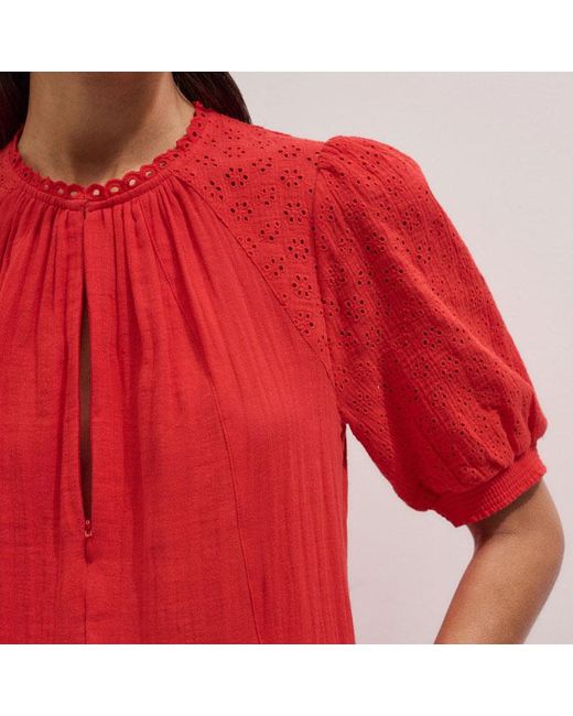 ME+EM Embroidered Cheesecloth Short Dress