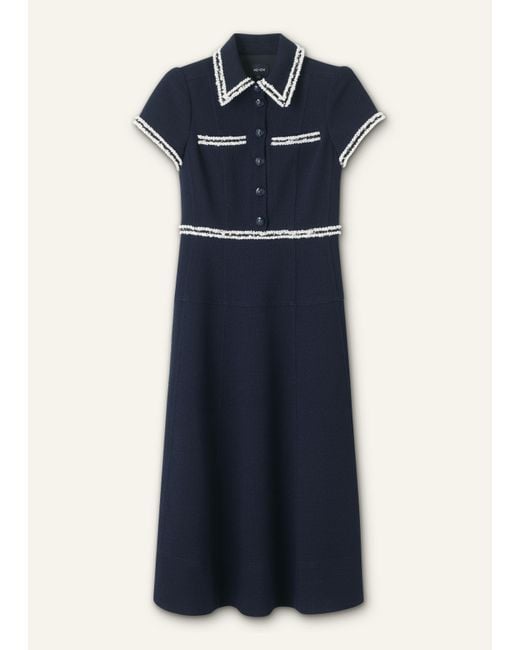 ME+EM Blue Fit And Flare Midi Dress