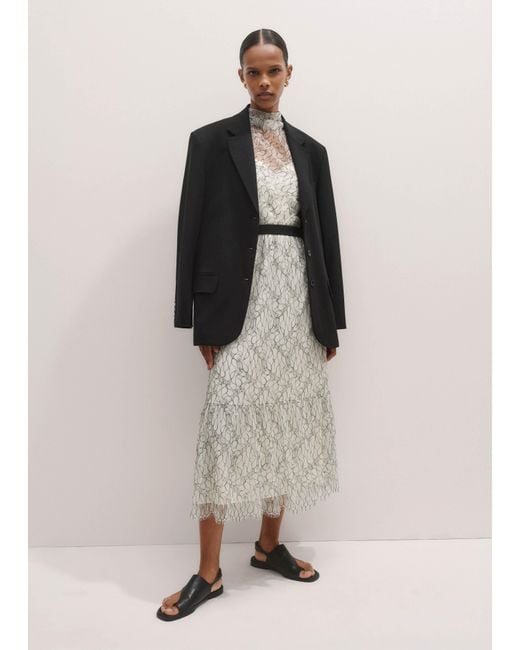 ME+EM Multicolor Monochrome Lace Midi Dress + Belt