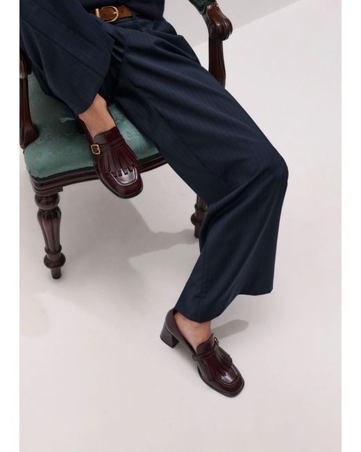 ME+EM Purple Fringe Block Heel Loafer