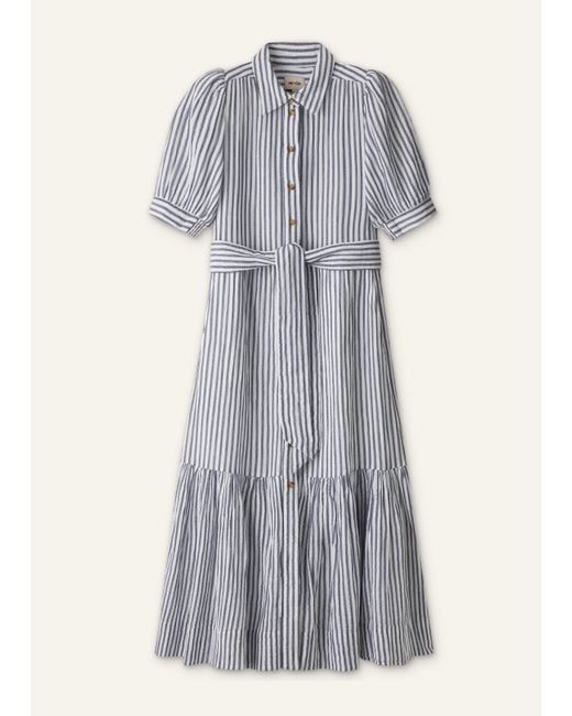 ME+EM Purple Cheesecloth Stripe Midi Shirt Dress + Belt