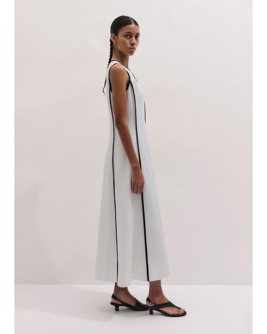 ME+EM White Creaseless Linen Effortless Summer Maxi Dress Soft