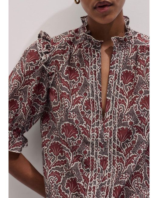 ME+EM Multicolor Silk Cotton Rising Wildflower Print Blouse
