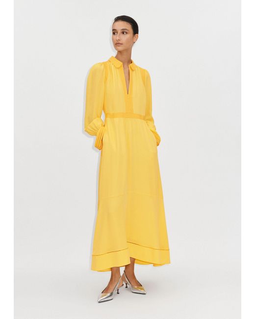 ME+EM Yellow Silk Color Block Maxi Dress + Belt