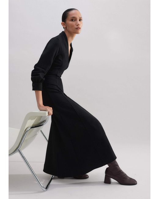 ME+EM Black Travel Tailoring Zip Front Midi Dress