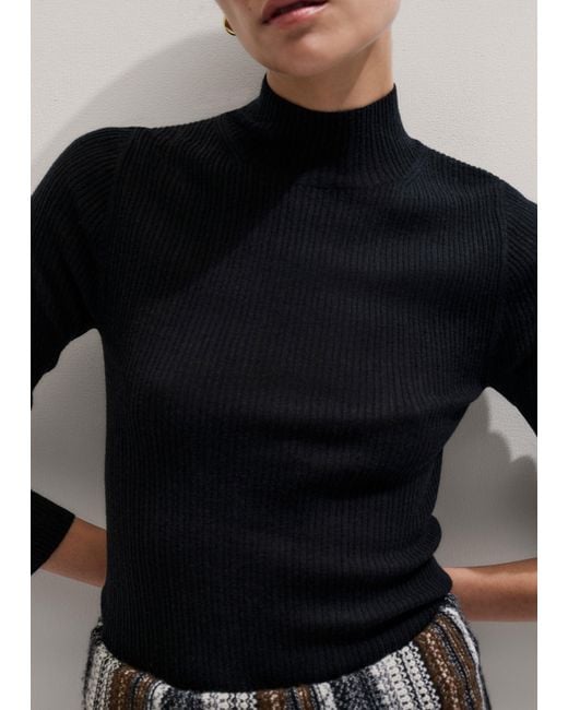 ME+EM Black Barely There Slim Rib Layering Jumper