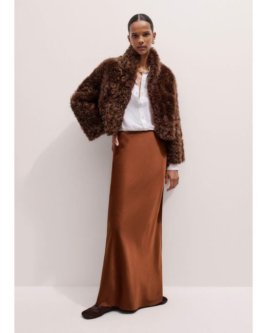ME+EM Brown Luxe Shearling Crop Jacket