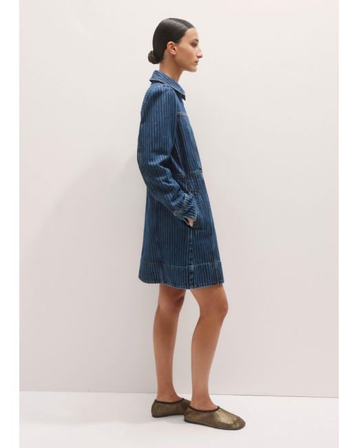 ME+EM Blue Stripe Denim Mini Dress With Zip Front