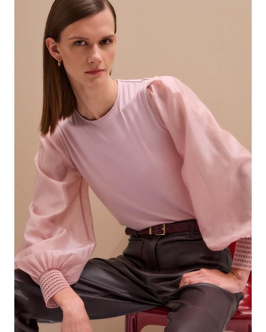 ME+EM Pink Feature Cuff Layering Blouse