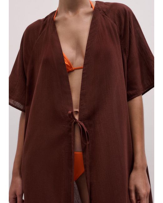 ME+EM Red Cotton Holiday Kaftan Maxi Dress