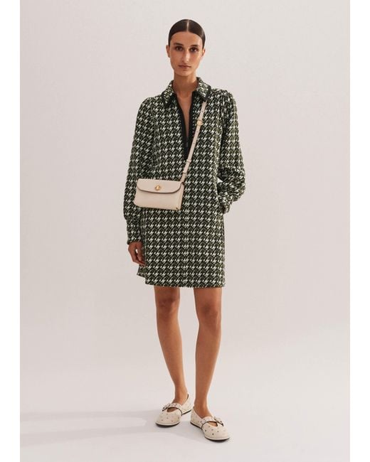 ME+EM Green Travel Tailoring Houndstooth Shift Dress