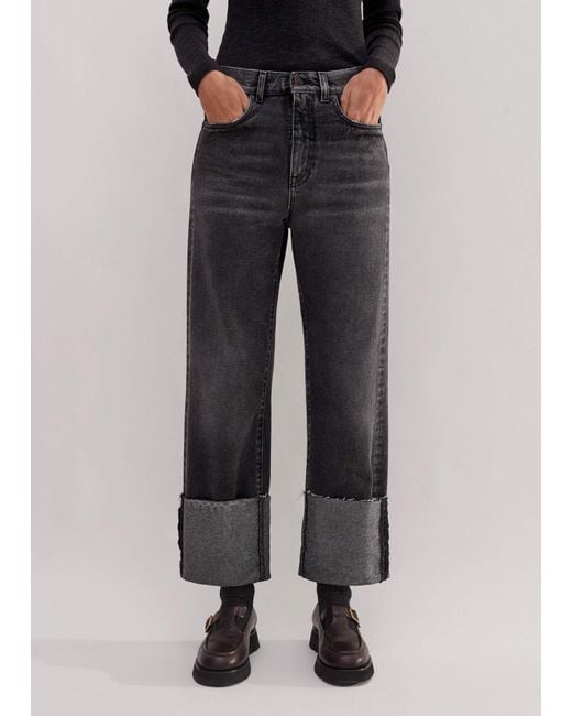 ME+EM Gray Authentic Relaxed Deep Turn-Up Denim Jeans