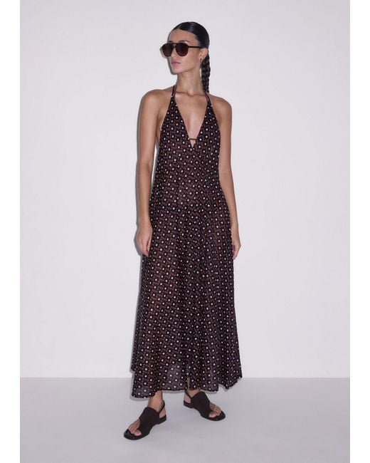 ME+EM Multicolor Cotton Voile Zig-Zag Spot Maxi Slip Dress-Multi