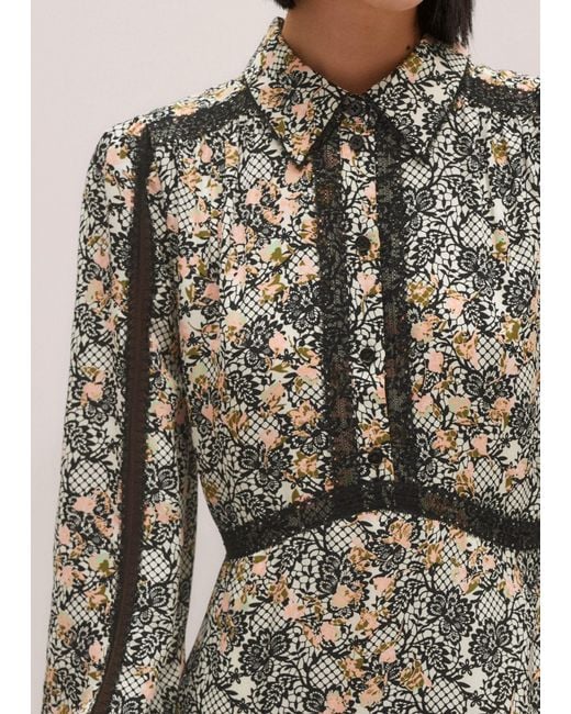 ME+EM Natural Silk Lace Detail Maxi Shirt Dress